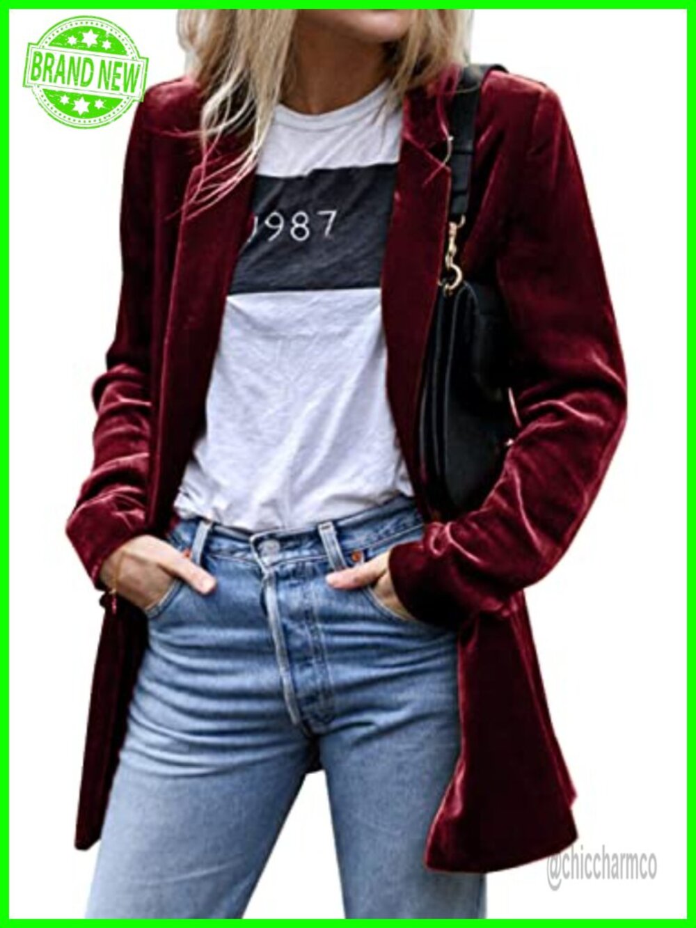 Velvet Long Sleeve Cardigan Open Front Loose Fit Mid-Length Casual Coat